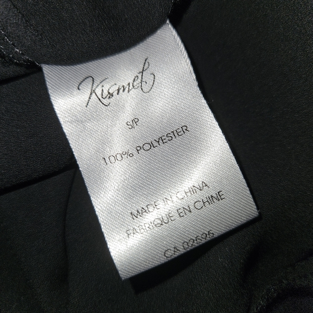 Kismet Black 3/4 Sleeve Button Down Shirt with Tie Detail - Picture 4 of 5